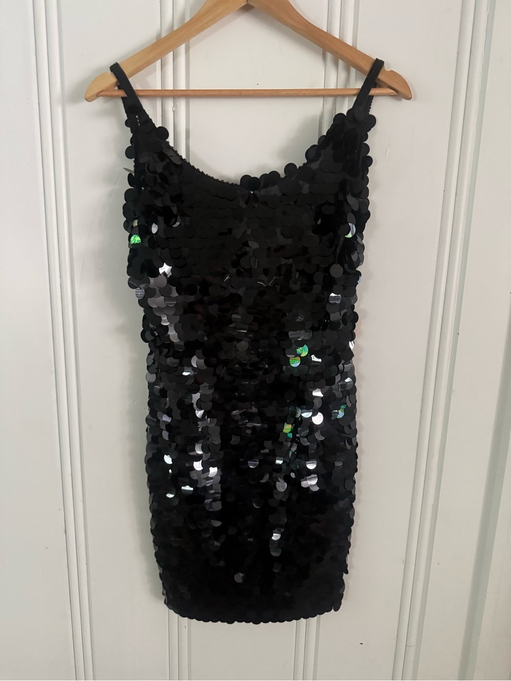 VINTAGE A.J Bari Little Black Sequin Mini Dress (size 10)